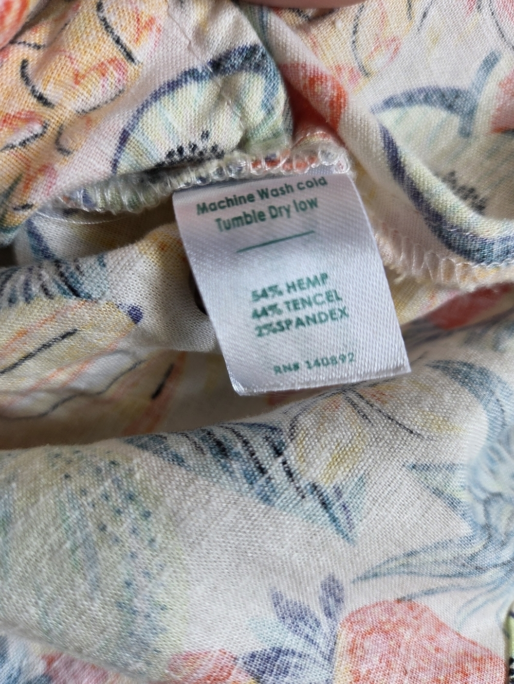 Marine Layer Camila Tropical Fruit Hemp Natural Fiber Romper Small - Picture 10 of 10